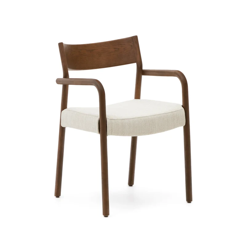 Falconera chair with a removable cover in solid oak wood with walnut finish FSC Mix Credit