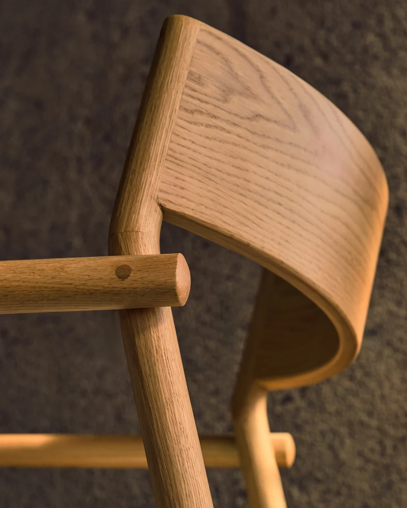 Falconera chair with a removable cover in solid oak wood with natural finish FSC Mix Credit