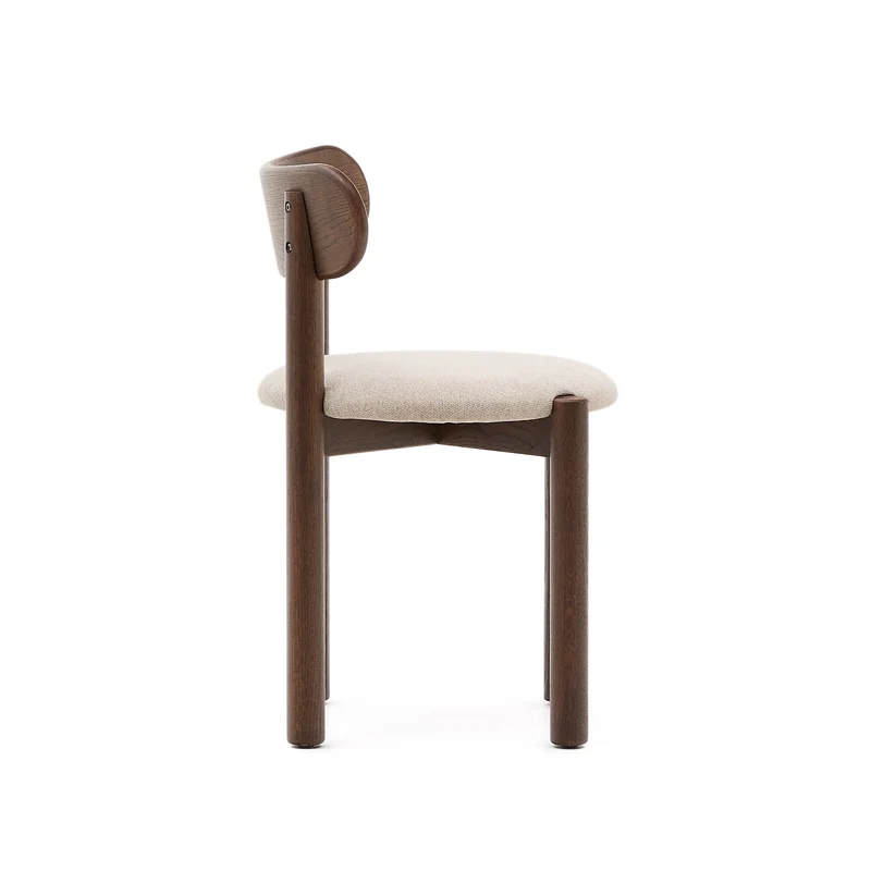 Nebai chair in brown chenille with a solid oak wood structure and walnut finish FSC MIX Credit