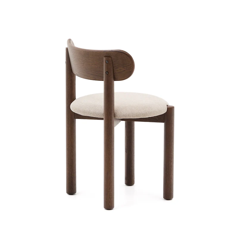 Nebai chair in brown chenille with a solid oak wood structure and walnut finish FSC MIX Credit