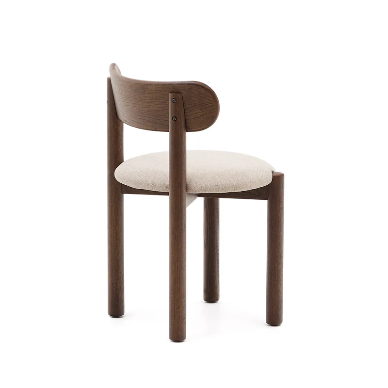 Nebai chair in brown chenille with a solid oak wood structure and walnut finish FSC MIX Credit