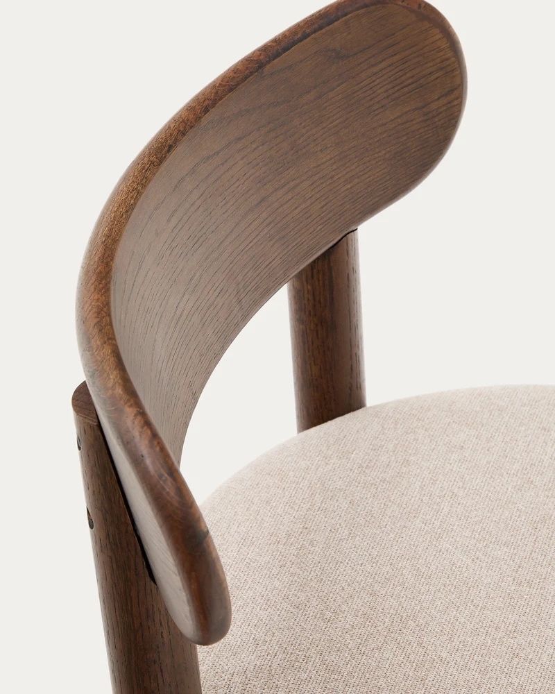Nebai chair in brown chenille with a solid oak wood structure and walnut finish FSC MIX Credit