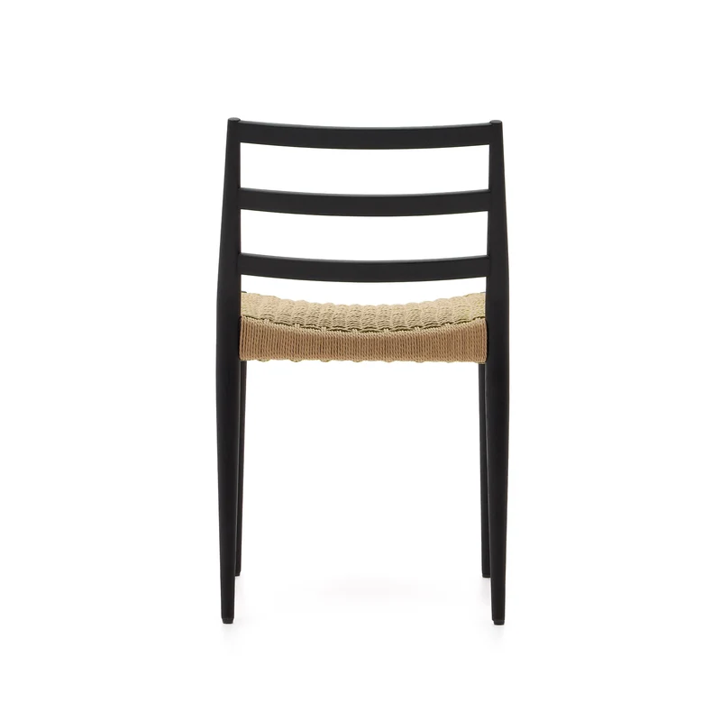 Analy chair in solid oak with black finish and rope seat