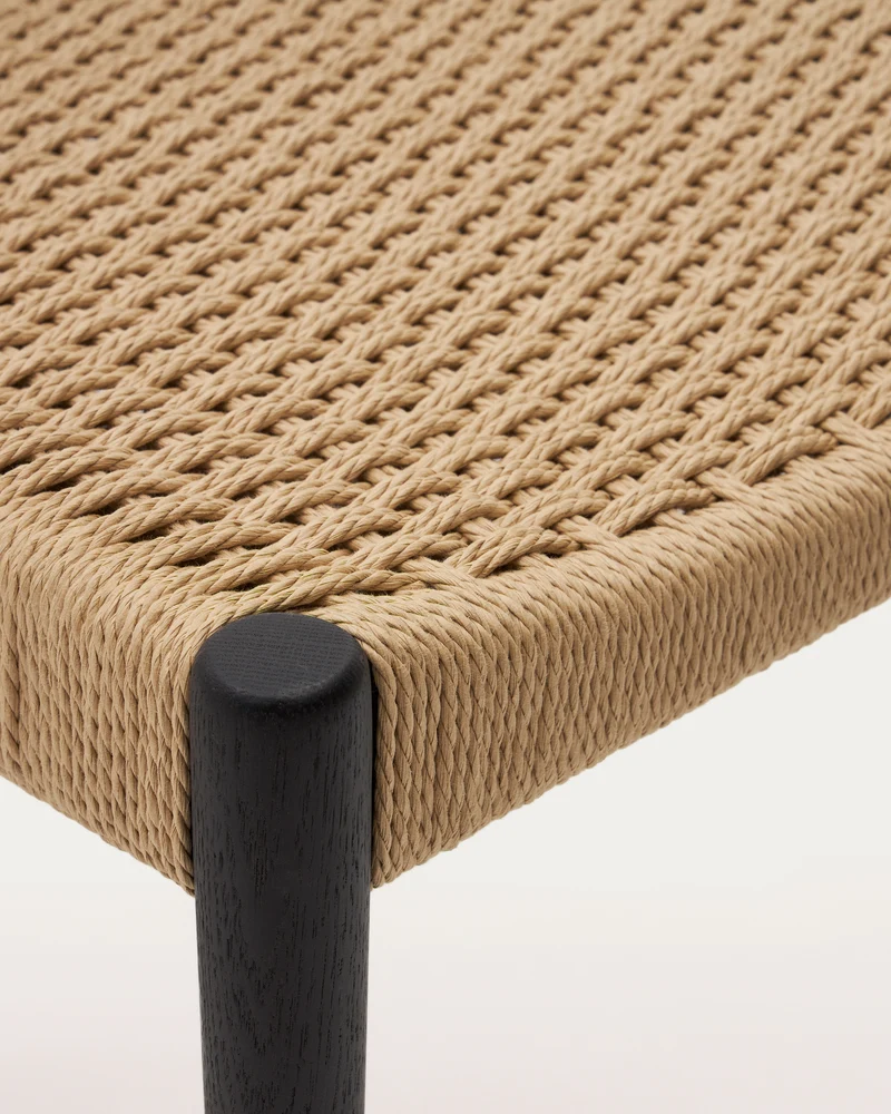 Analy chair in solid oak with black finish and rope seat