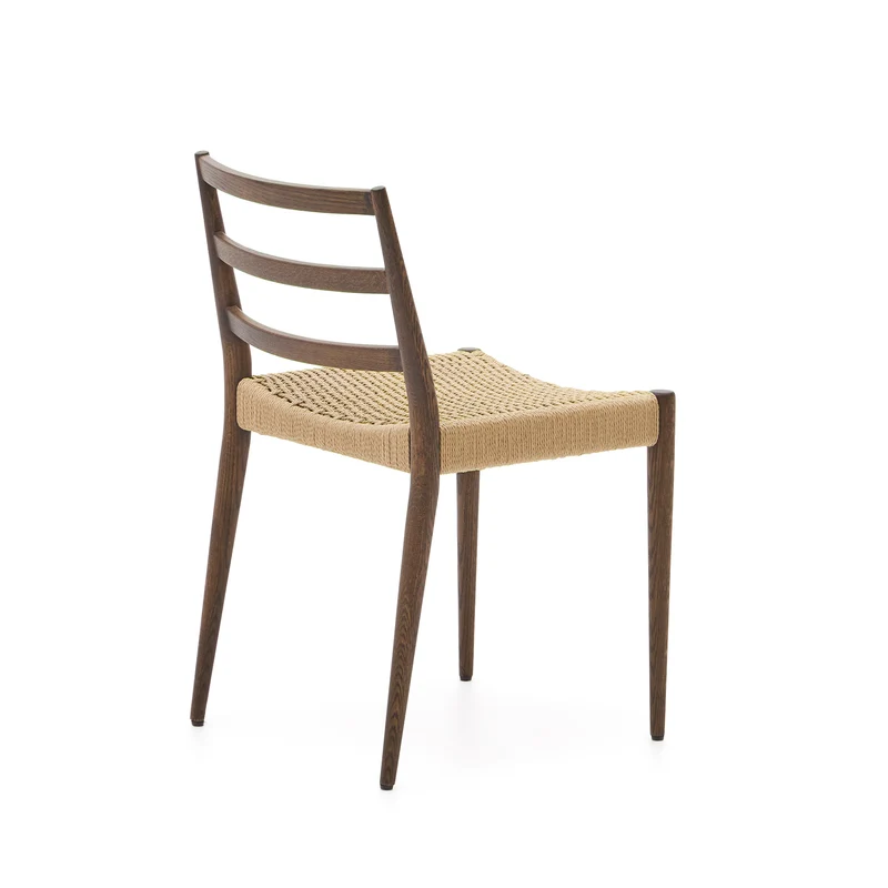 Analy chair in solid oak with walnut finish and rope seat