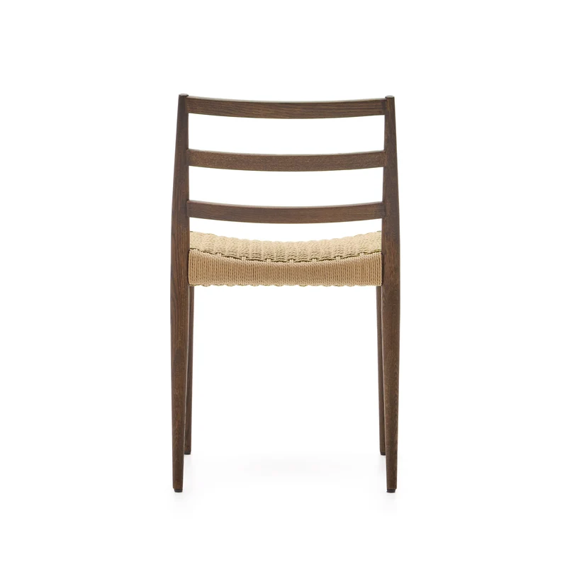 Analy chair in solid oak with walnut finish and rope seat