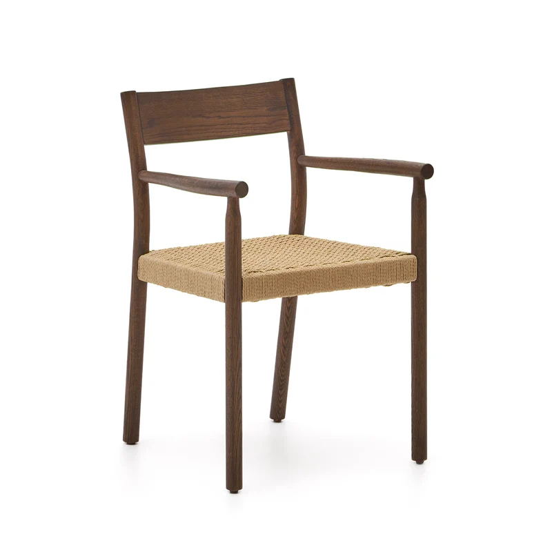 Yalia chair in solid oak with walnut finish and rope seat FSC 100%