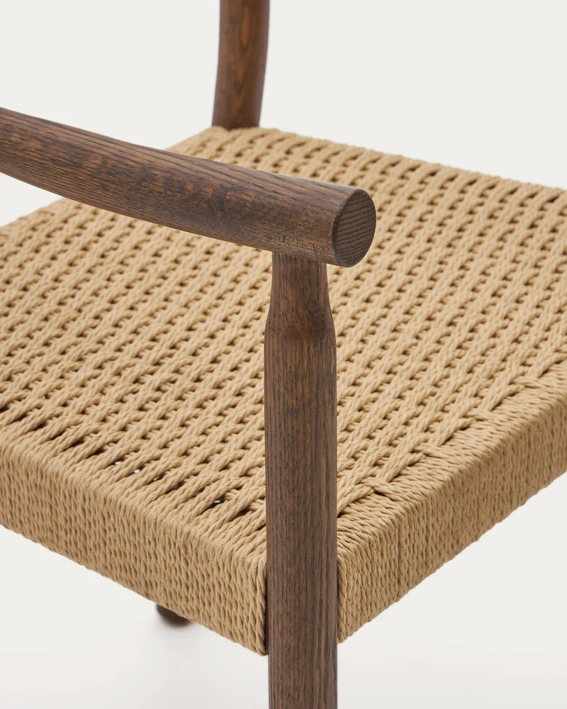 Yalia chair in solid oak with walnut finish and rope seat FSC 100%