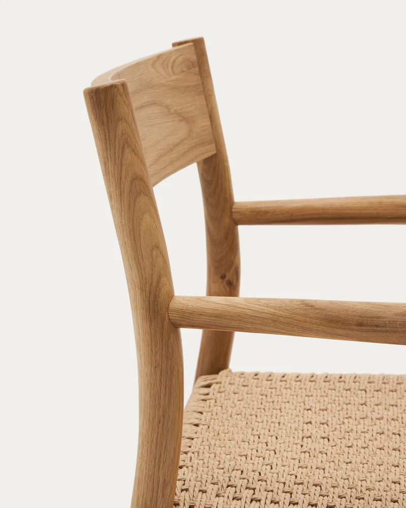 Yalia chair in solid oak with natural finish and rope seat FSC 100%