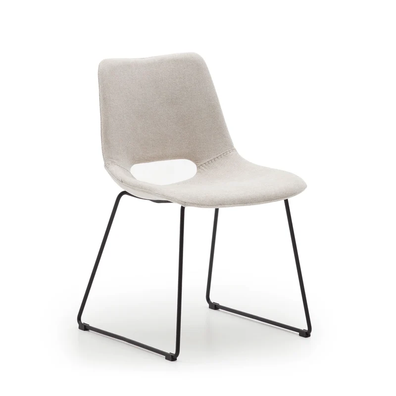 Zahara chair in beige with steel legs in a black finish