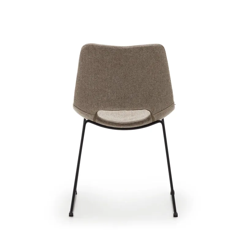 Zahara chair in brown with steel legs in a black finish