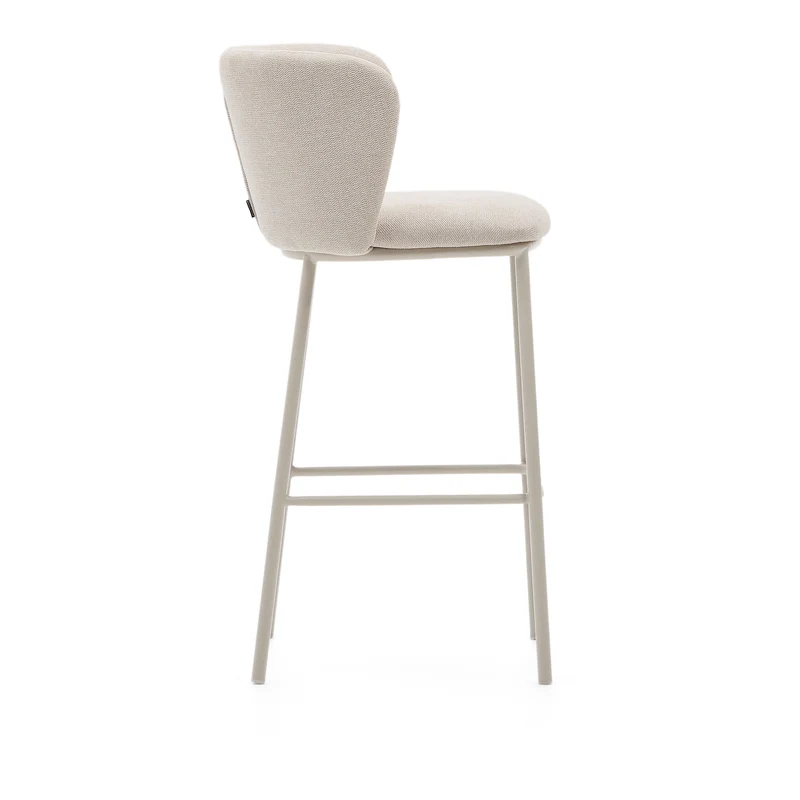 Ciselia stool in beige chenille and beige legs 75 cm