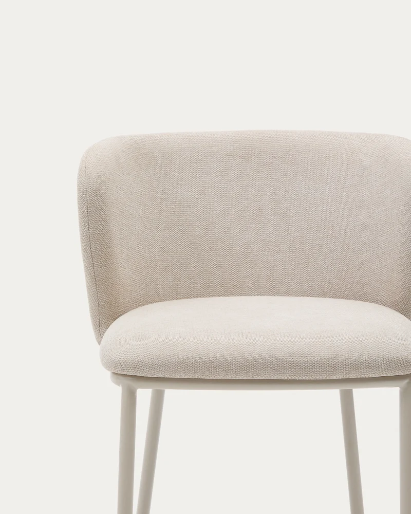 Ciselia stool in beige chenille and beige legs 75 cm