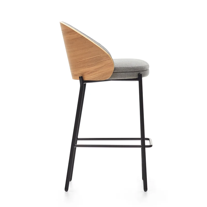 Eamy stool light grey chenille & Natural 65 cm