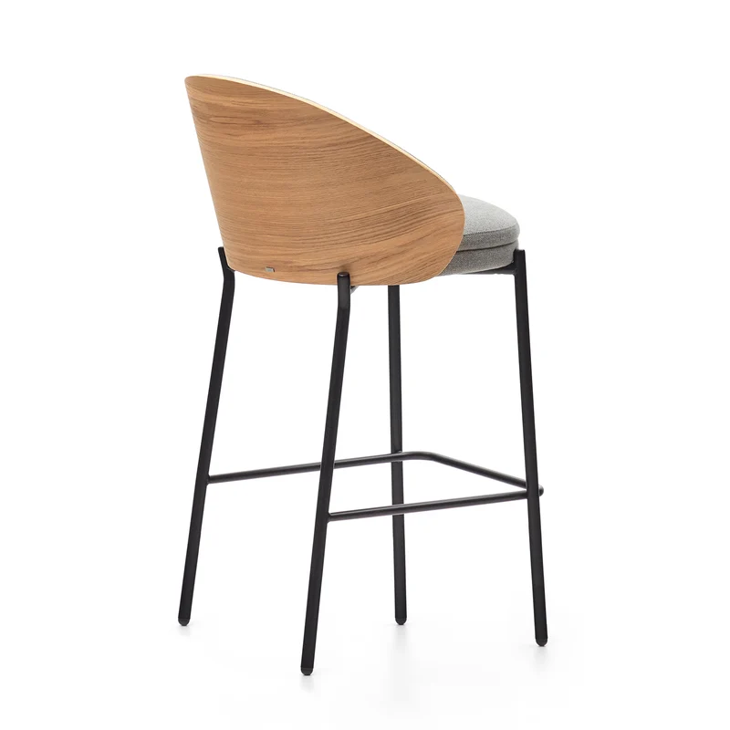 Eamy stool light grey chenille & Natural 65 cm
