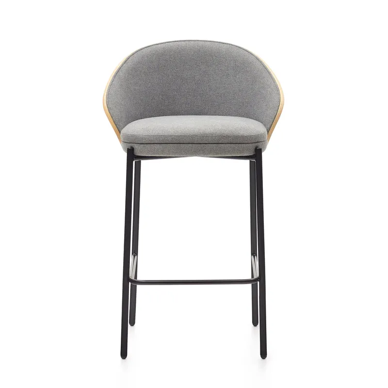 Eamy stool light grey chenille & Natural 65 cm