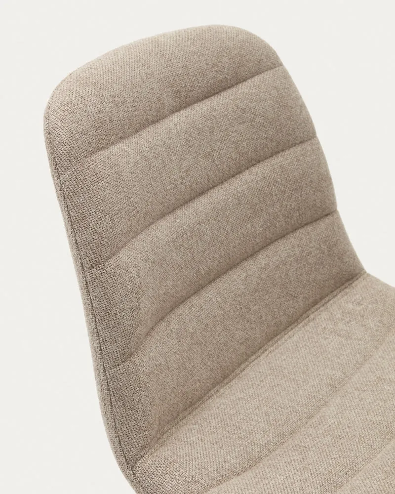 Zunilda stool in beige chenille and steel with matt white finish 65 cm