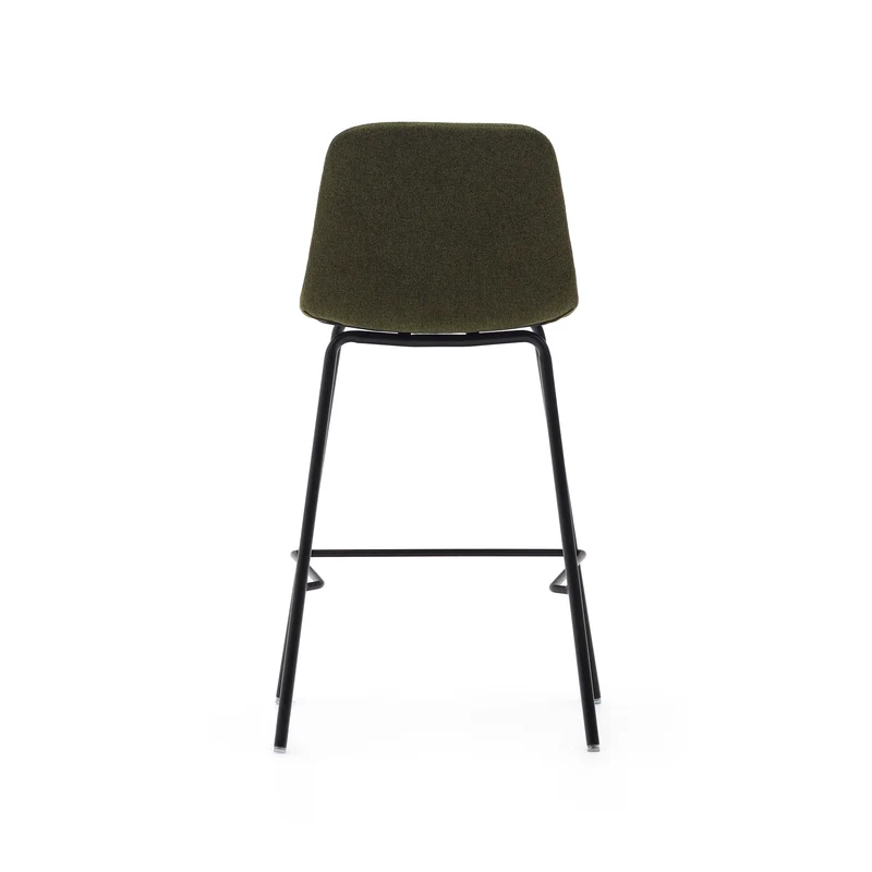 Zunilda stool in dark green and steel chenille with matt black finish 65 cm