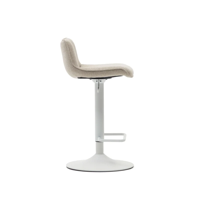 Zenda stool in beige chenille and matt white steel 81-102 cm FSC 100%