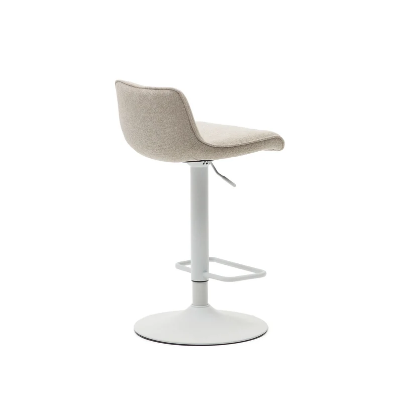 Zenda stool in beige chenille and matt white steel 81-102 cm FSC 100%