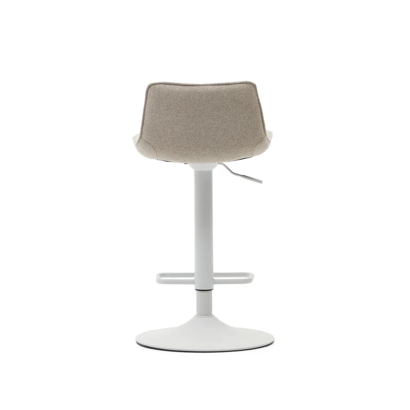 Zenda stool in beige chenille and matt white steel 81-102 cm FSC 100%