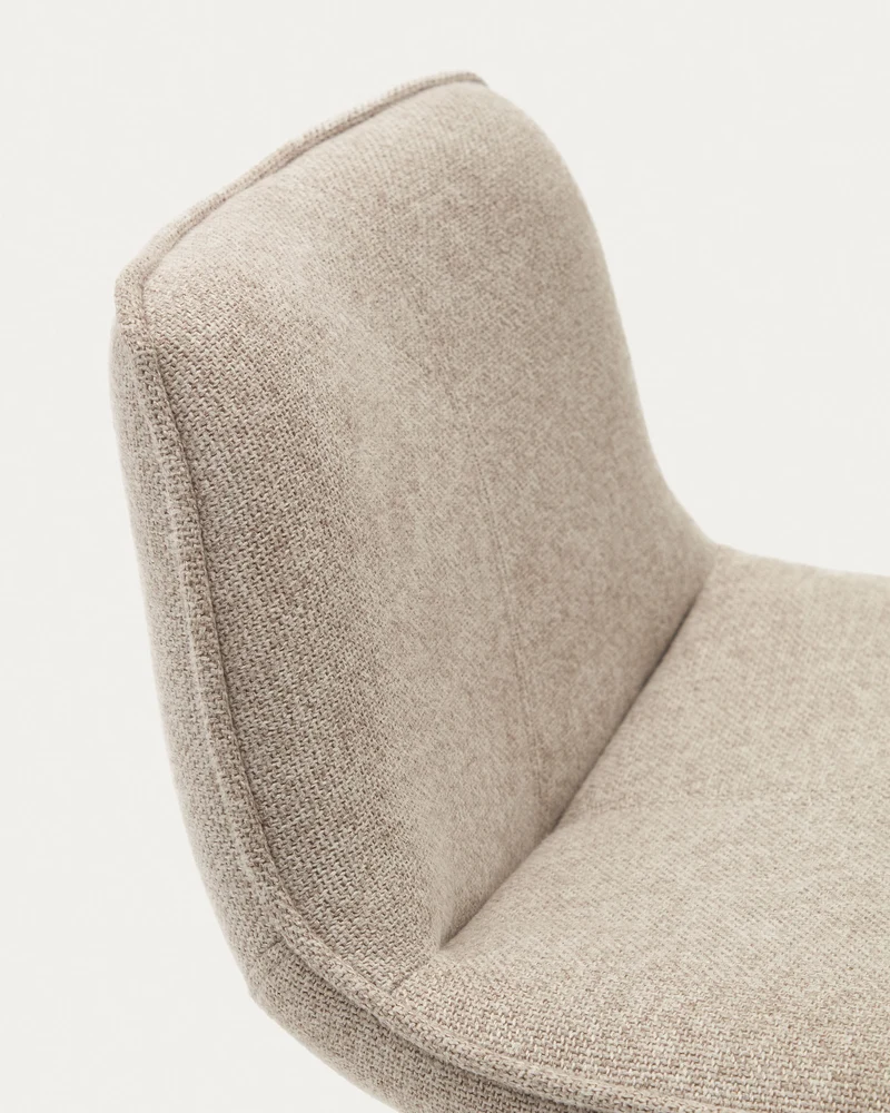 Zenda stool in beige chenille and matt white steel 81-102 cm FSC 100%