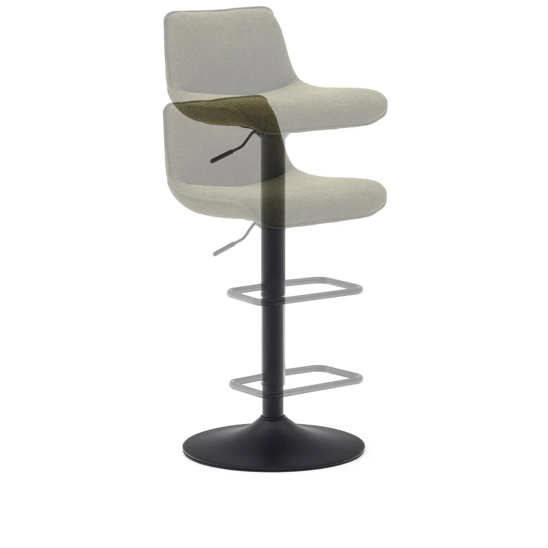 Zenda stool in dark green chenille and matt black steel height 81-102 cm FSC 100%