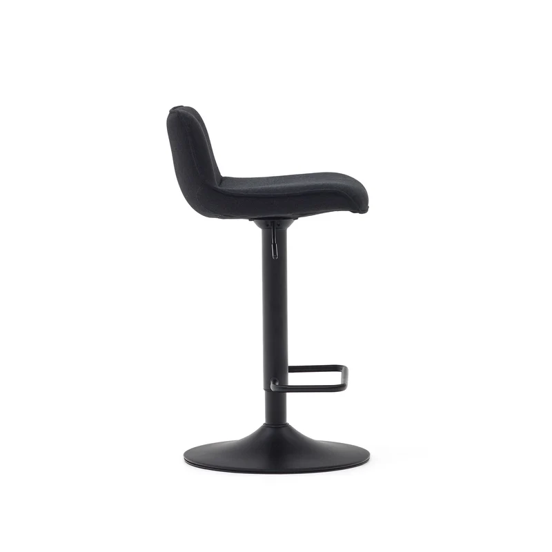 Zenda stool in black chenille and matt black steel 81-102 cm FSC 100%