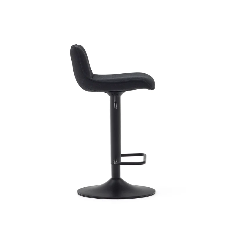 Zenda stool in black chenille and matt black steel 81-102 cm FSC 100%