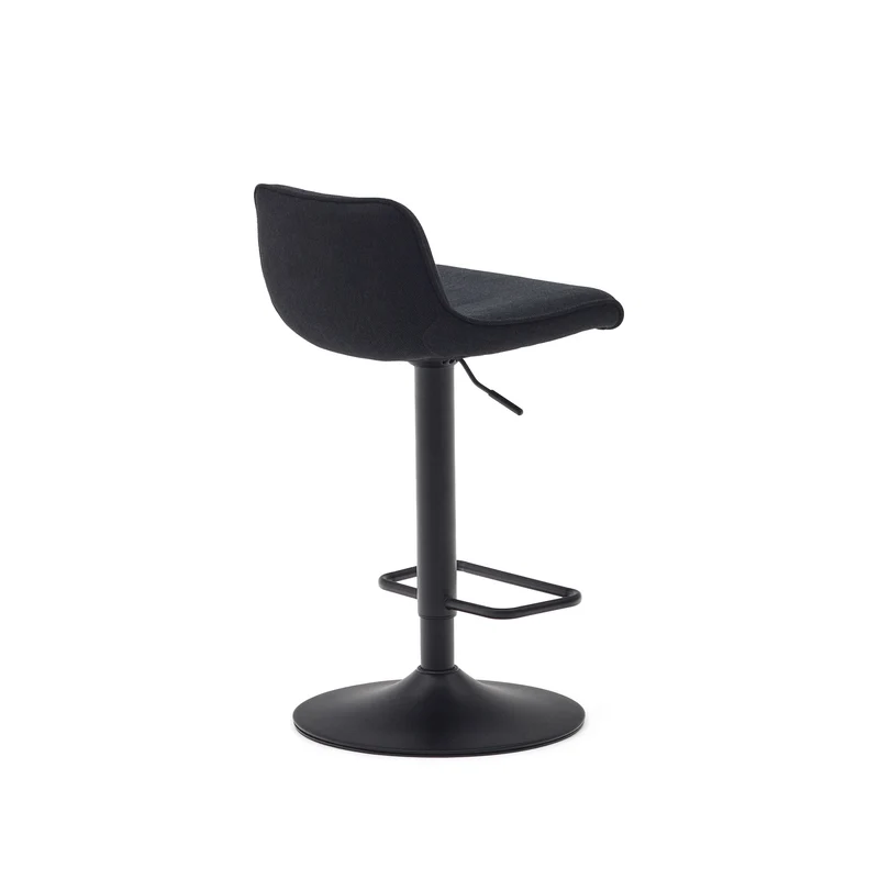 Zenda stool in black chenille and matt black steel 81-102 cm FSC 100%