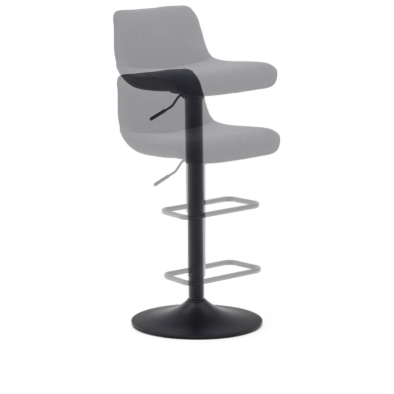 Zenda stool in black chenille and matt black steel 81-102 cm FSC 100%