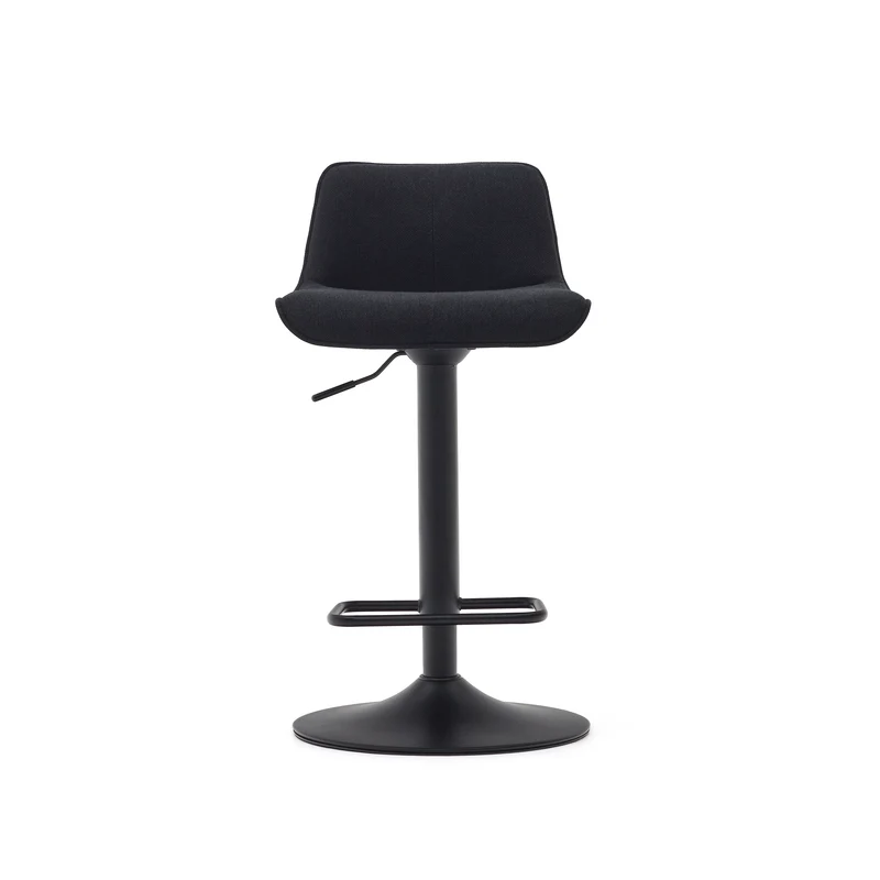 Zenda stool in black chenille and matt black steel 81-102 cm FSC 100%