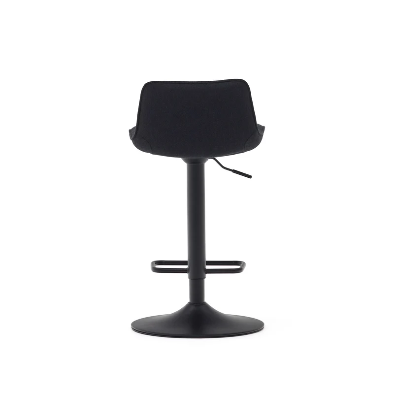 Zenda stool in black chenille and matt black steel 81-102 cm FSC 100%