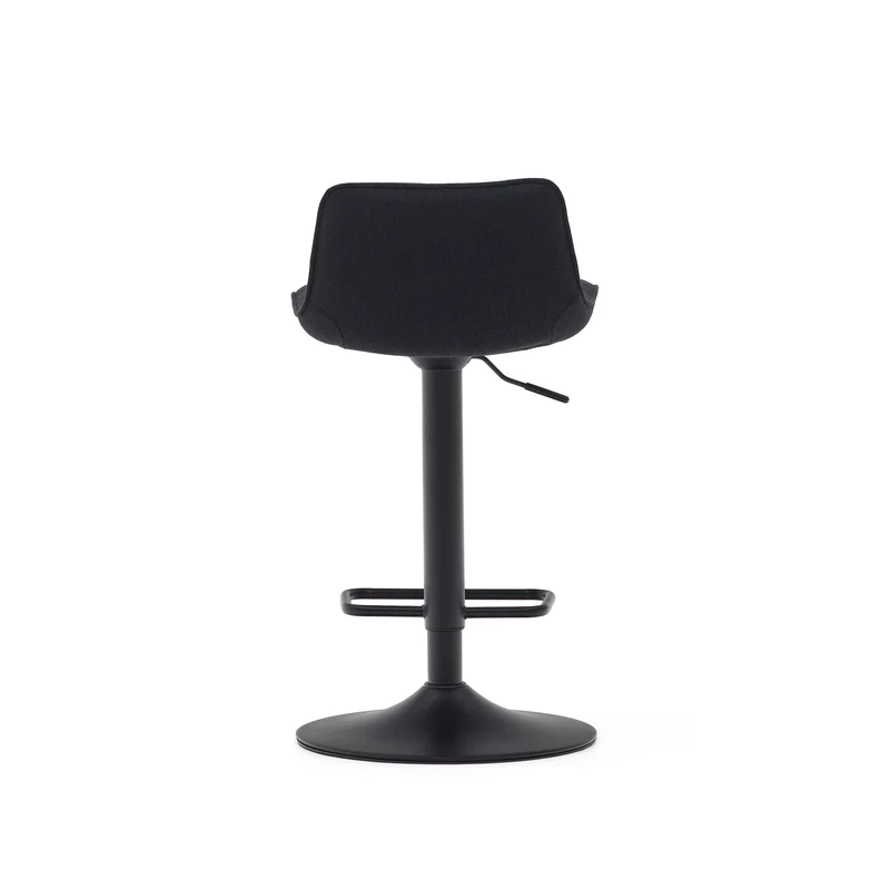 Zenda stool in black chenille and matt black steel 81-102 cm FSC 100%