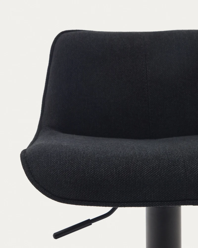 Zenda stool in black chenille and matt black steel 81-102 cm FSC 100%