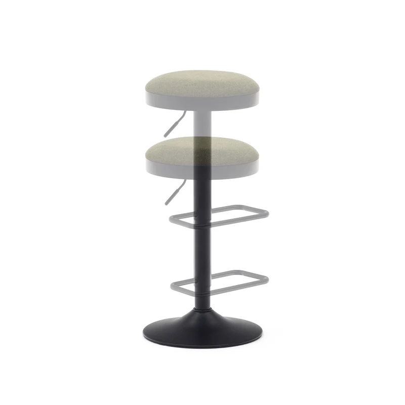 Zaib stool in dark green chenille and matt black steel height 63-84 cm