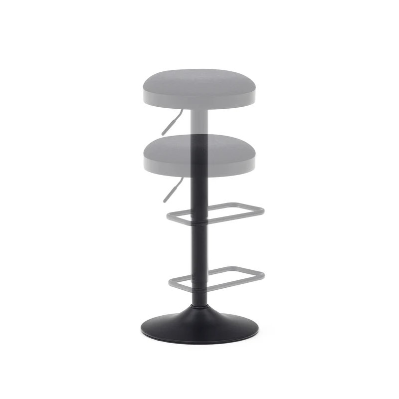 Zaib stool in black chenille and matt black steel height 63-84 cm