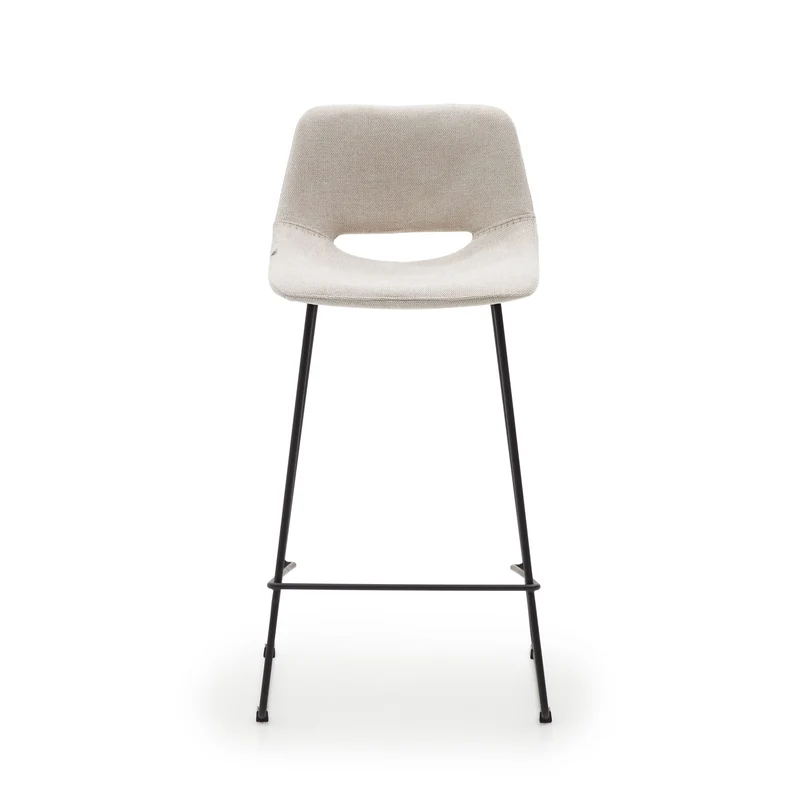 Zahara beige stool with steel in a black finish 65 cm