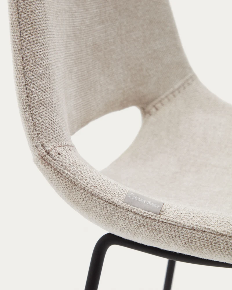 Zahara beige stool with steel in a black finish 65 cm