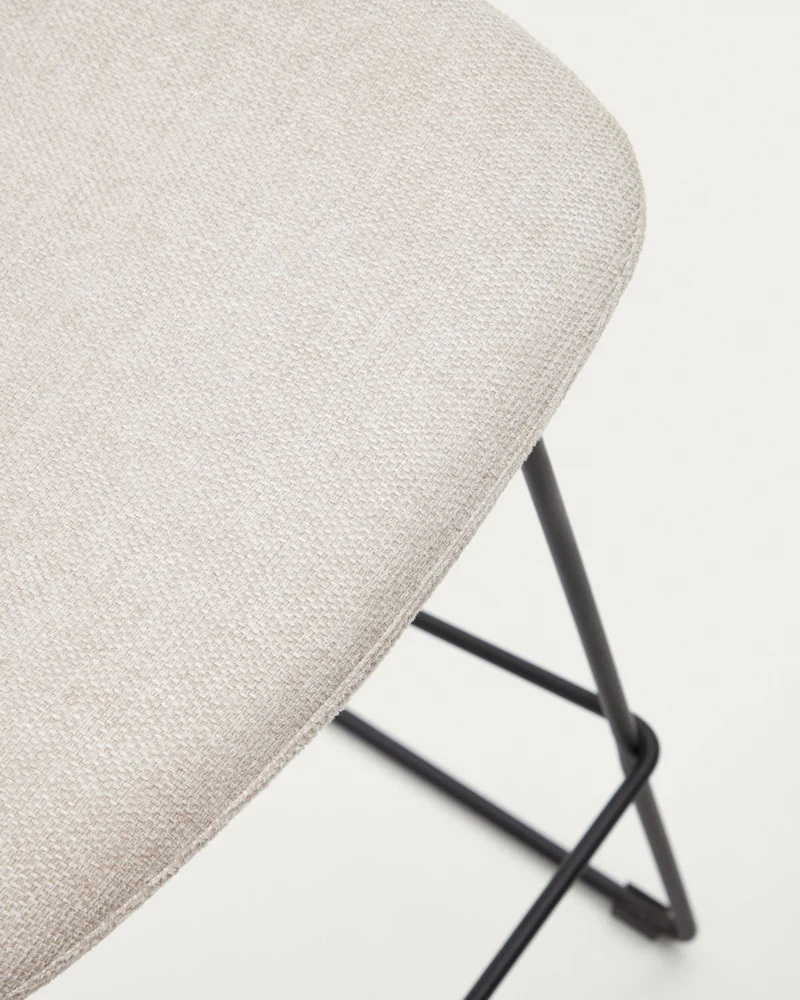 Zahara beige stool with steel in a black finish 65 cm