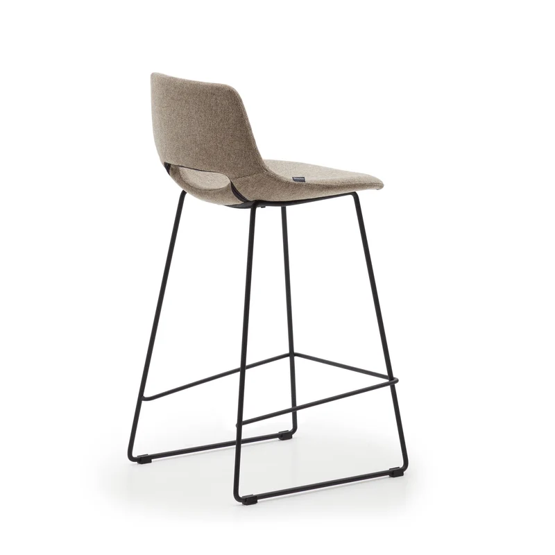 Zahara bar stool in brown with steel legs in black finish 65 cm