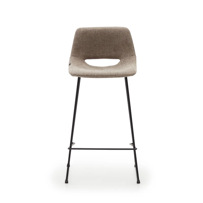 Zahara bar stool in brown with steel legs in black finish 65 cm