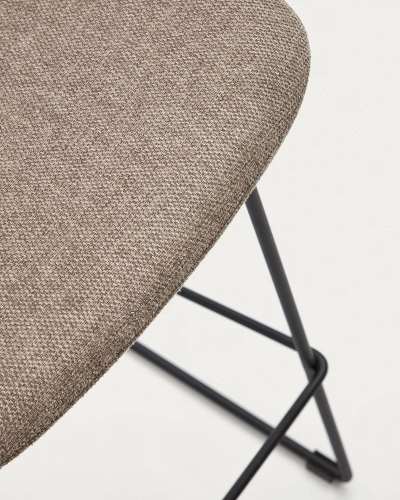 Zahara bar stool in brown with steel legs in black finish 65 cm