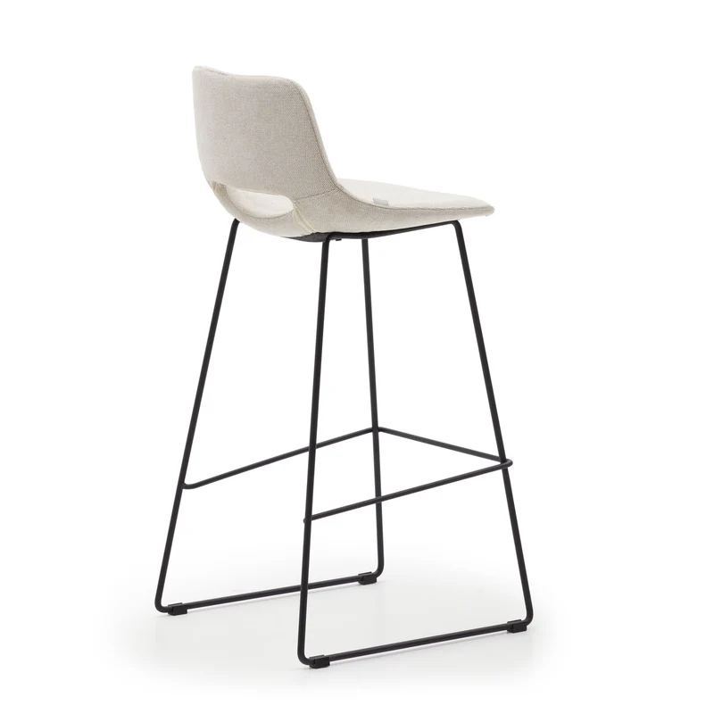 Zahara beige stool with steel in a black finish 76 cm