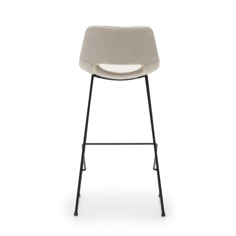Zahara beige stool with steel in a black finish 76 cm