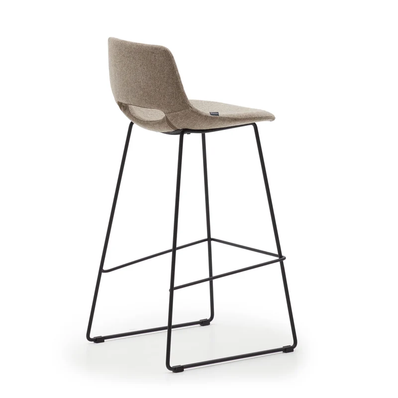 Zahara bar stool in brown with steel legs in black finish 76 cm