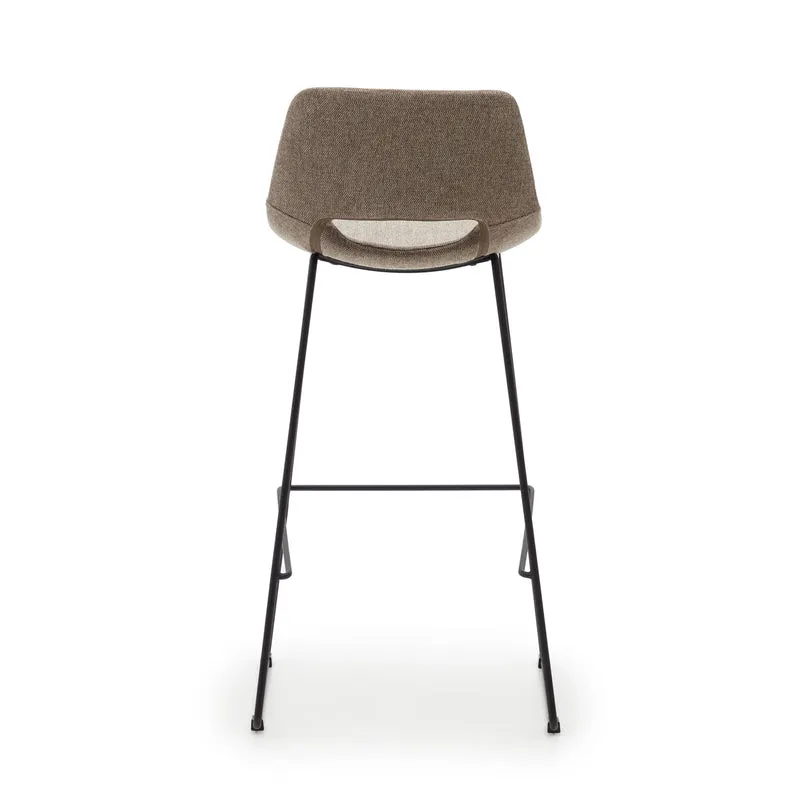 Zahara bar stool in brown with steel legs in black finish 76 cm