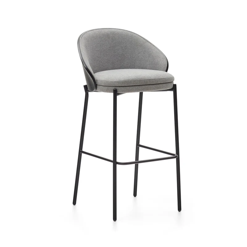 Eamy stool light grey chenille & Black 77 cm