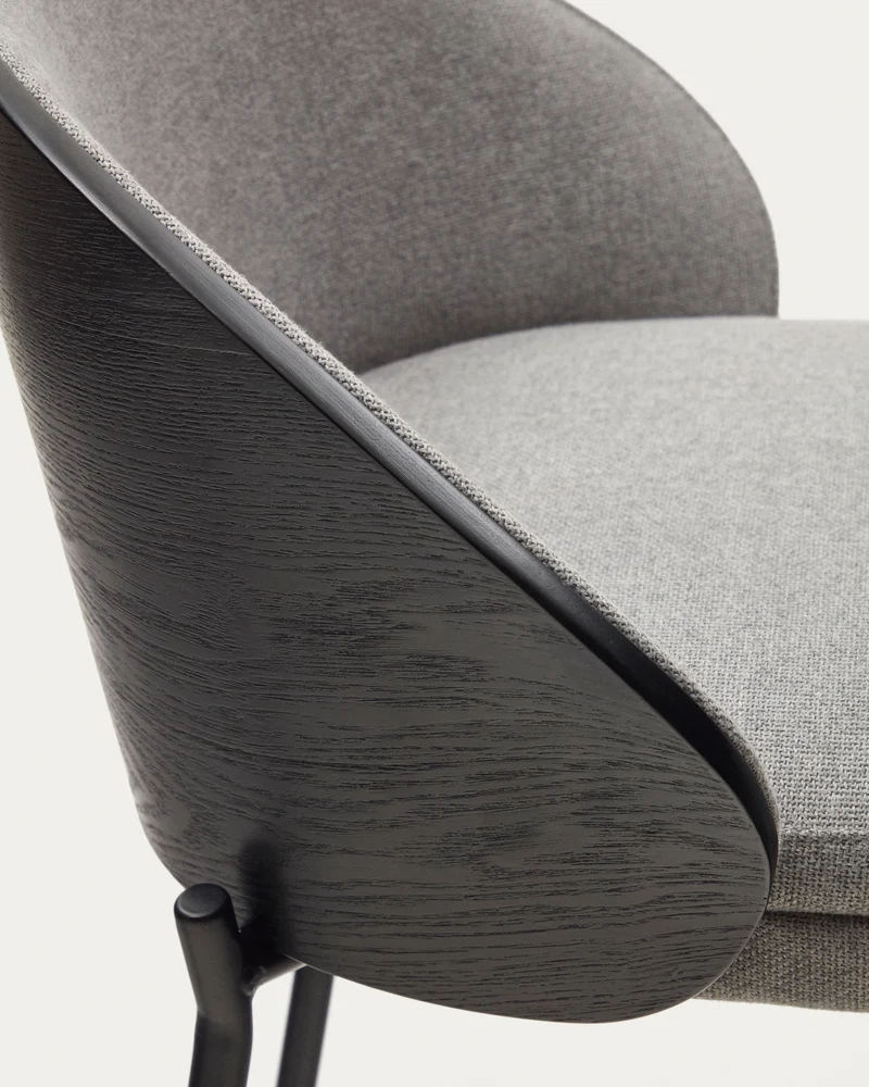 Eamy stool light grey chenille & Black 77 cm