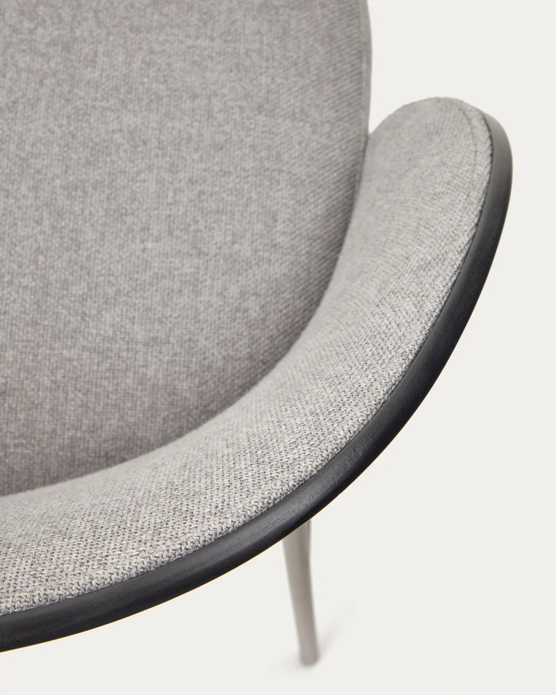 Eamy stool light grey chenille & Black 77 cm